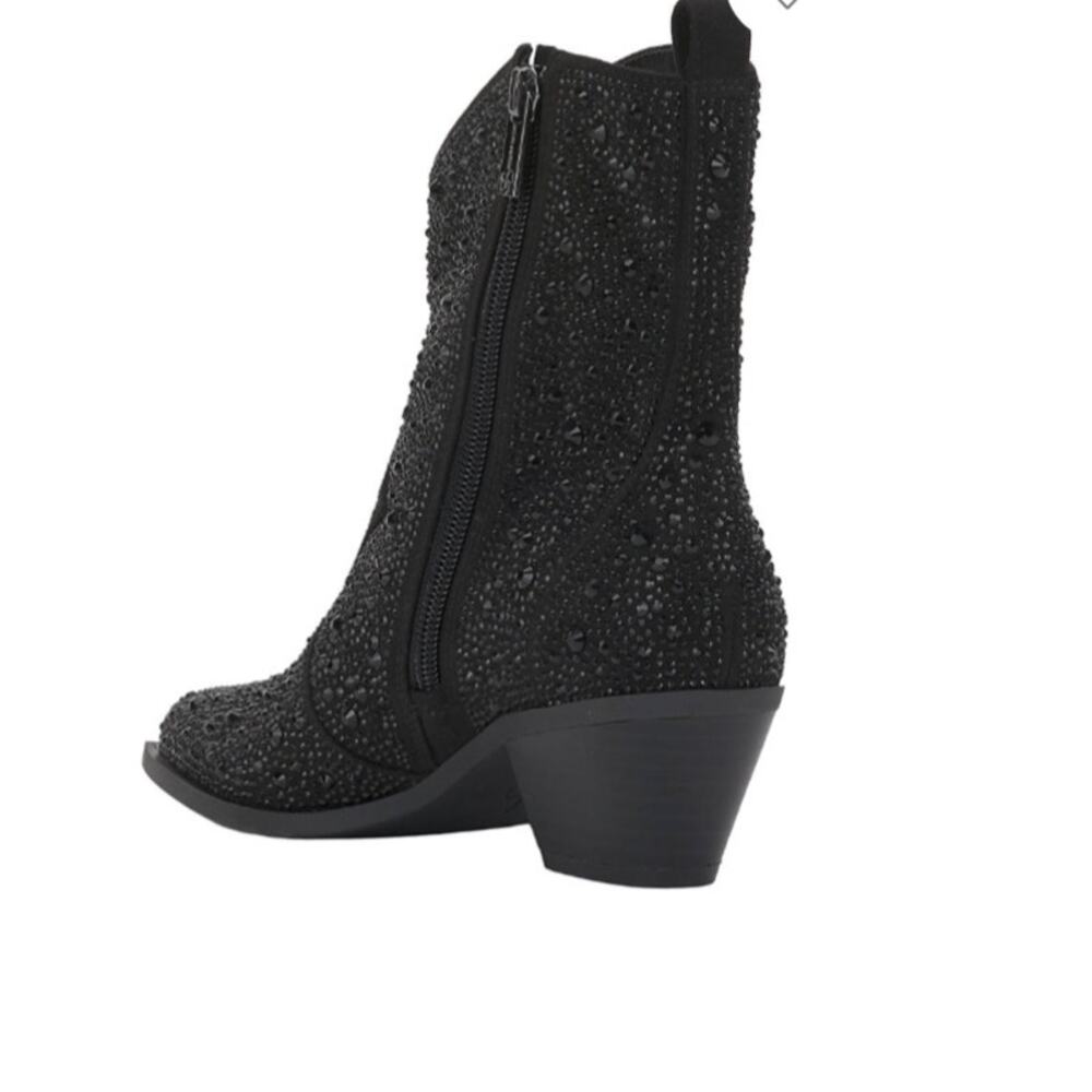 Jessica Simpson Womens Size 9.5 Oviedo Black Rhinestone Western Booties - Picture 3 of 10